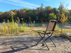 Sitzplatz mit Blick auf den Strausberger Mhlenflie